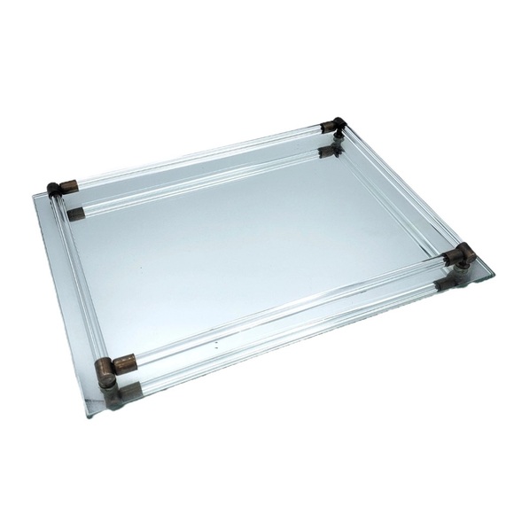Other - Vintage Elegant Glass Tray with Bronze Accents